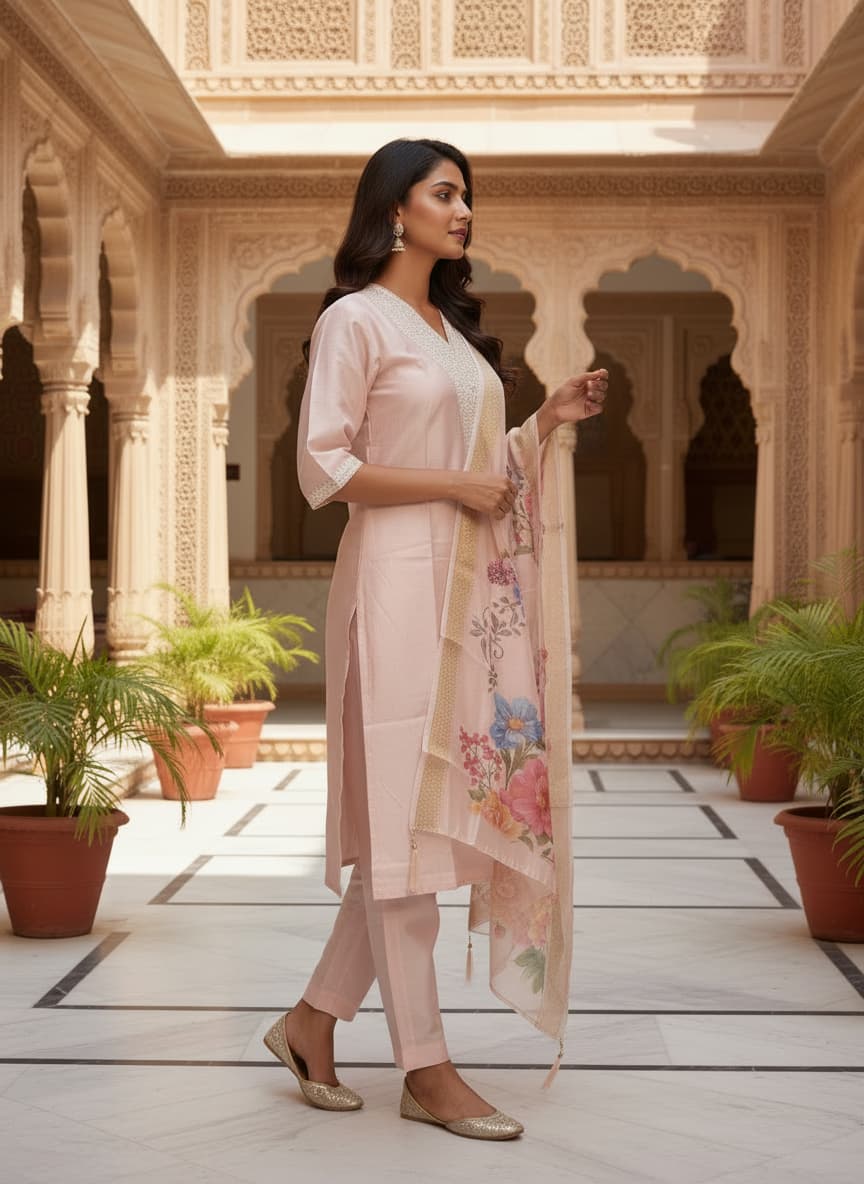 DR-504 Festive Roman Silk 3-Piece Ensemble