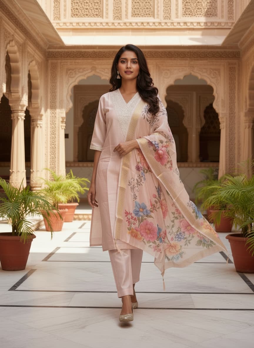 DR-504 Festive Roman Silk 3-Piece Ensemble view 2