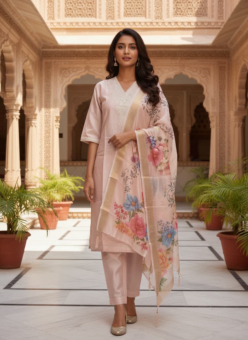 DR-504 Festive Roman Silk 3-Piece Ensemble view 4