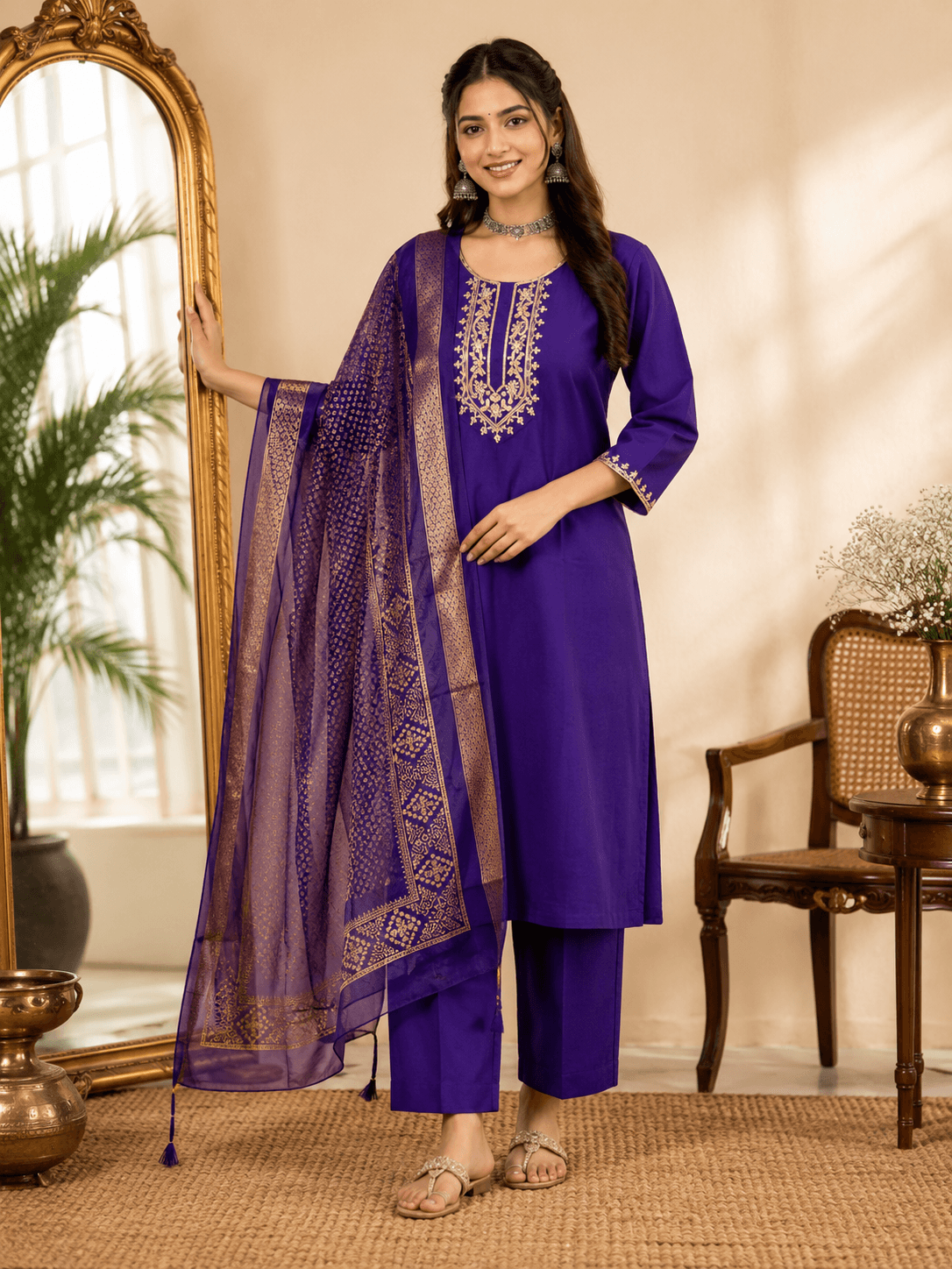 DR-506 Royal Emerald Roman Silk 3-Piece Set view 2