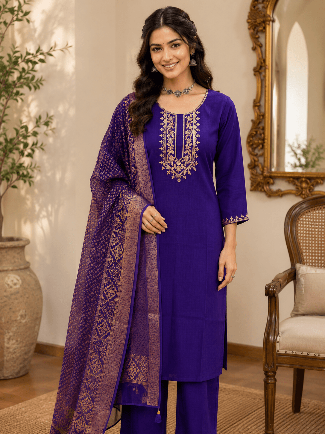 DR-506 Royal Emerald Roman Silk 3-Piece Set view 5