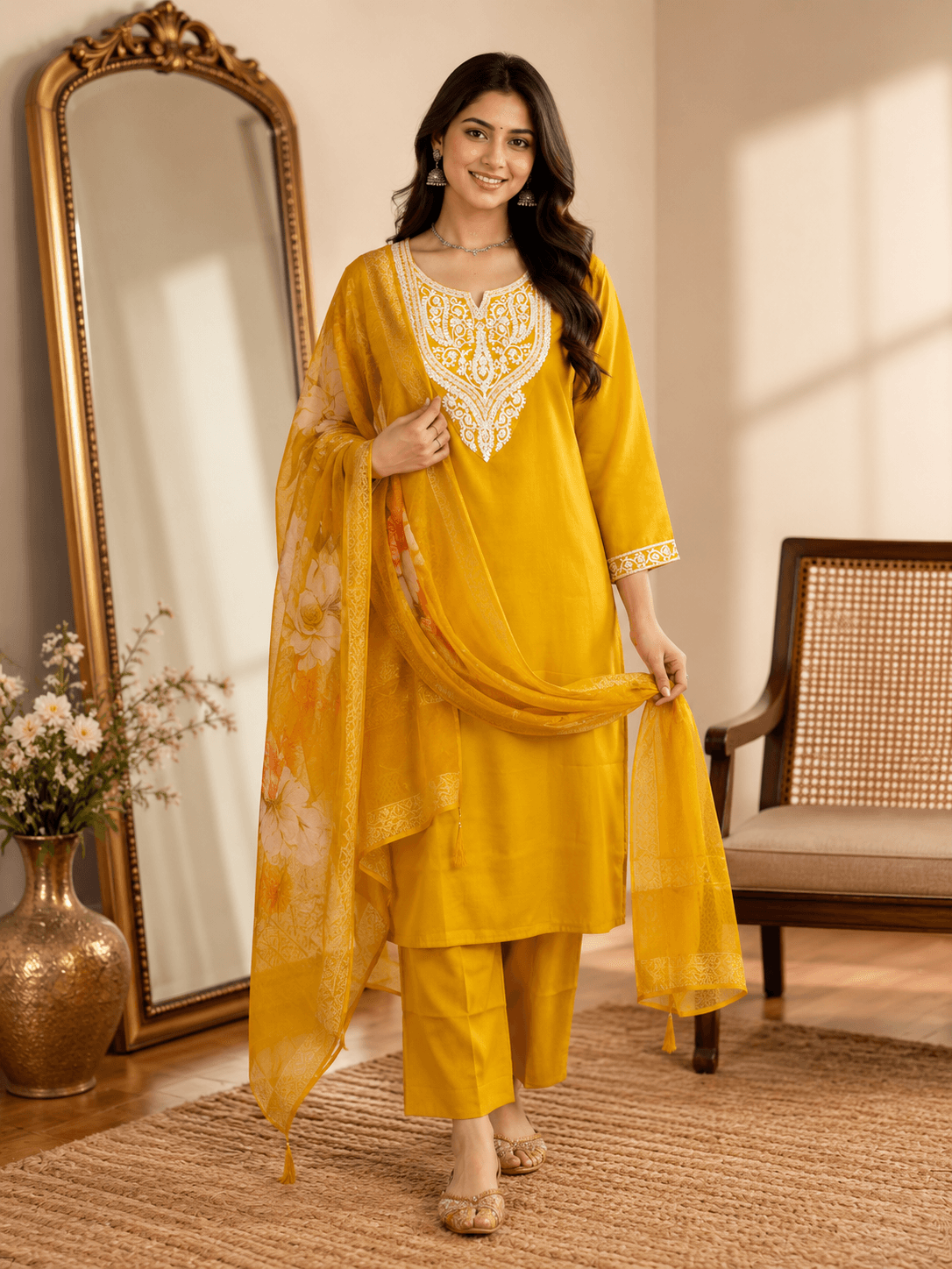 DR-507 Pastel Bloom Roman Silk 3-Piece Set