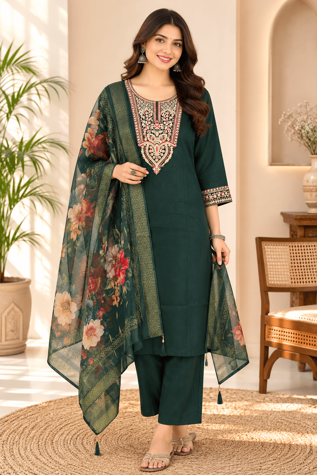 DR-508 Blush Pink Roman Silk 3-Piece Suit Set