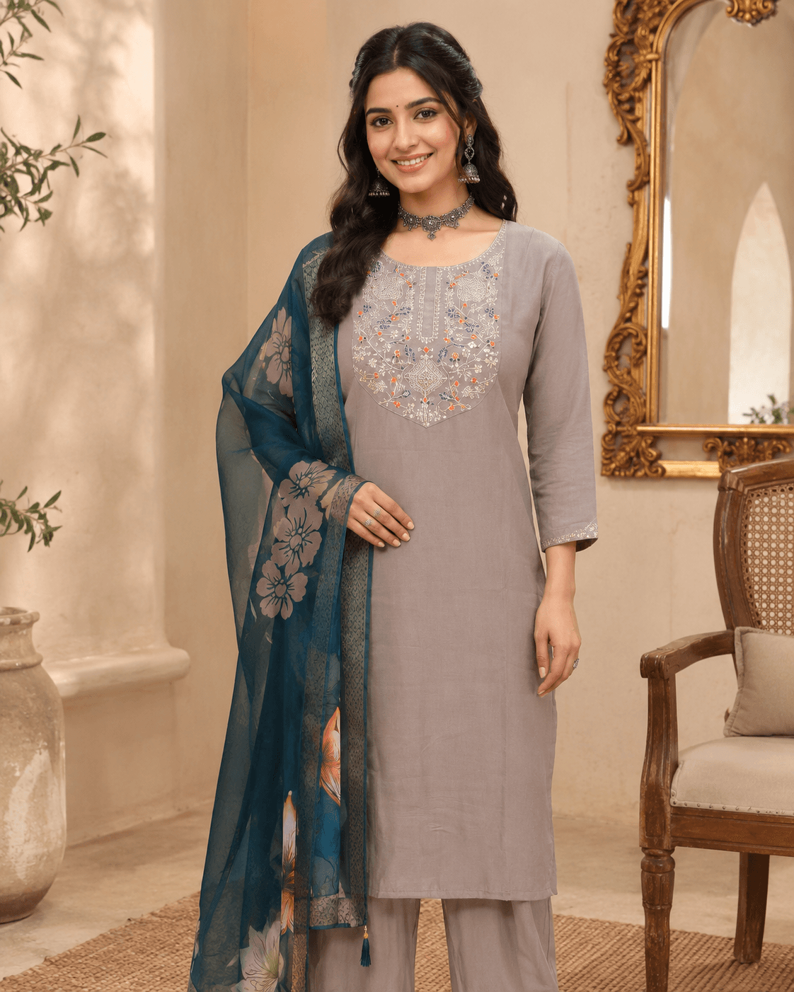 DR-509 Velvet Gold Roman Silk 3-Piece Set view 5